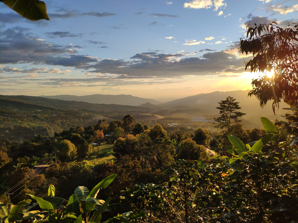 Aerial view of the valley around the farm